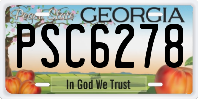 GA license plate PSC6278