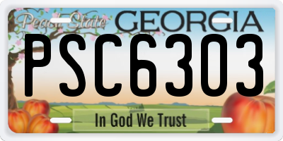 GA license plate PSC6303