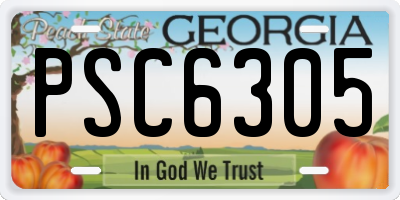 GA license plate PSC6305