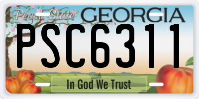 GA license plate PSC6311