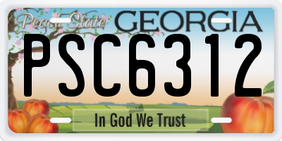 GA license plate PSC6312
