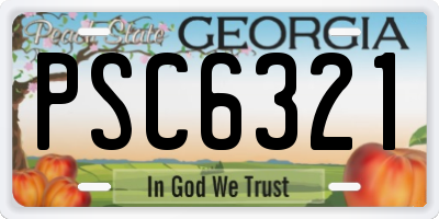 GA license plate PSC6321