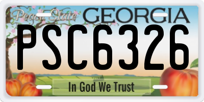 GA license plate PSC6326