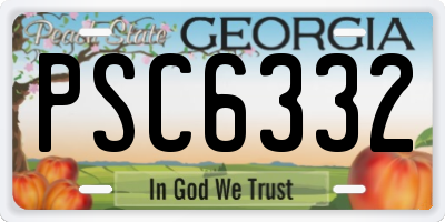 GA license plate PSC6332