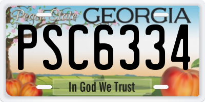 GA license plate PSC6334