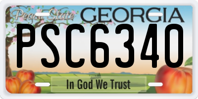 GA license plate PSC6340