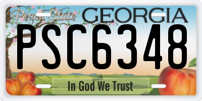 GA license plate PSC6348