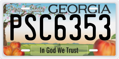GA license plate PSC6353
