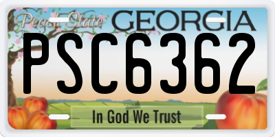 GA license plate PSC6362