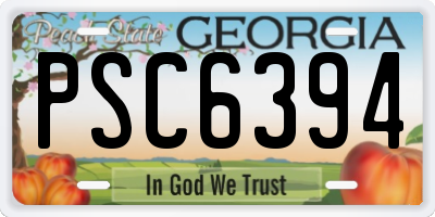 GA license plate PSC6394