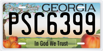 GA license plate PSC6399
