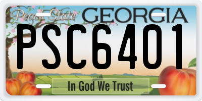 GA license plate PSC6401