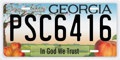 GA license plate PSC6416