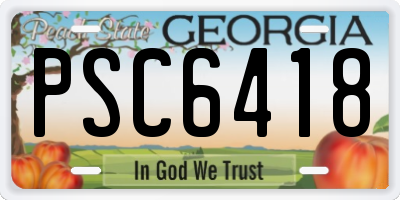GA license plate PSC6418