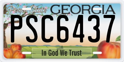 GA license plate PSC6437