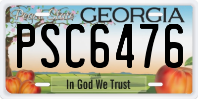 GA license plate PSC6476
