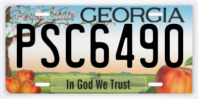 GA license plate PSC6490