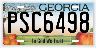 GA license plate PSC6498