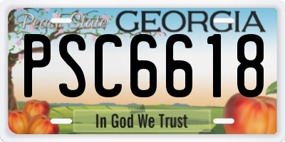 GA license plate PSC6618