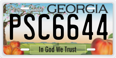 GA license plate PSC6644