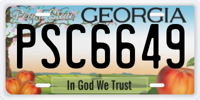 GA license plate PSC6649