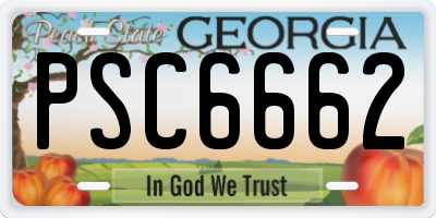 GA license plate PSC6662