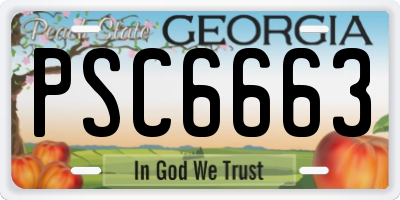 GA license plate PSC6663