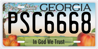 GA license plate PSC6668
