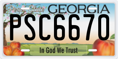 GA license plate PSC6670