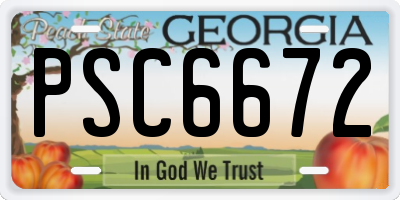 GA license plate PSC6672