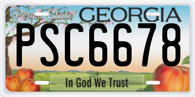 GA license plate PSC6678