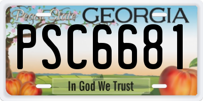 GA license plate PSC6681