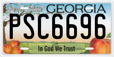 GA license plate PSC6696