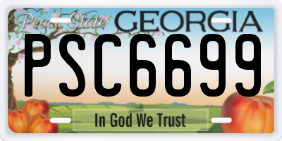 GA license plate PSC6699