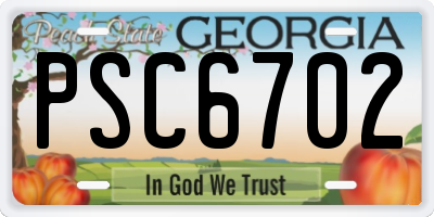 GA license plate PSC6702
