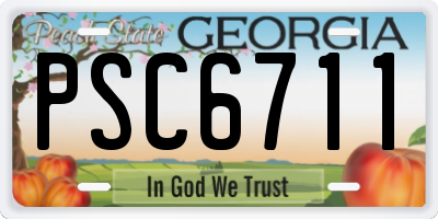 GA license plate PSC6711