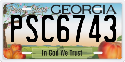 GA license plate PSC6743