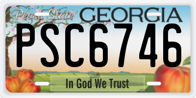 GA license plate PSC6746