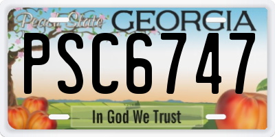 GA license plate PSC6747