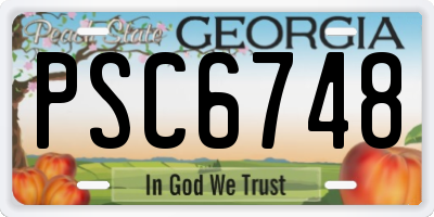 GA license plate PSC6748