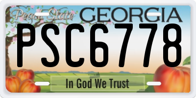 GA license plate PSC6778