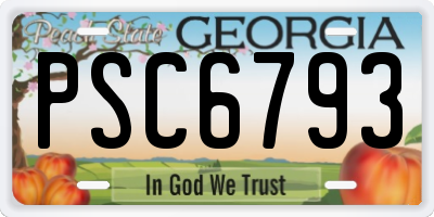 GA license plate PSC6793