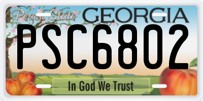 GA license plate PSC6802