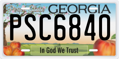 GA license plate PSC6840