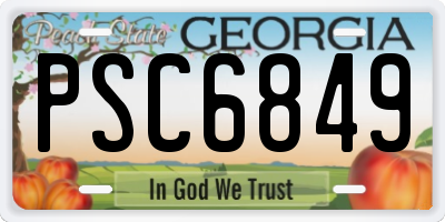 GA license plate PSC6849