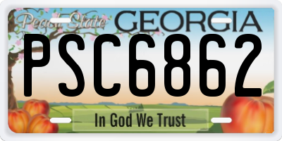 GA license plate PSC6862