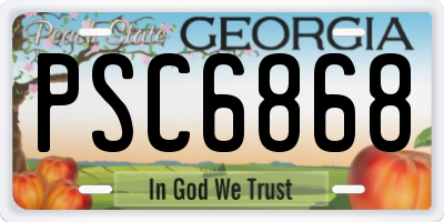 GA license plate PSC6868