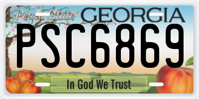 GA license plate PSC6869