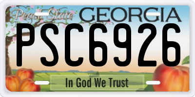 GA license plate PSC6926