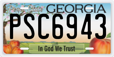 GA license plate PSC6943